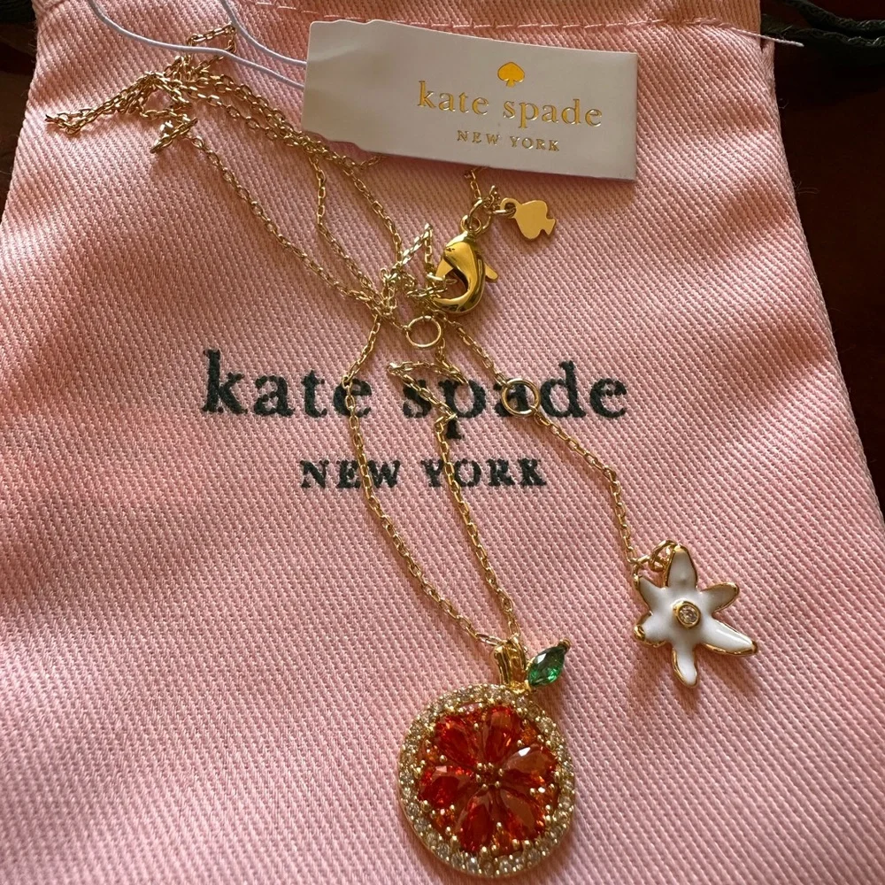 Kate Spade New York Sweet Citrus Orange Mini Pendant necklace New - Picture 5 of 9